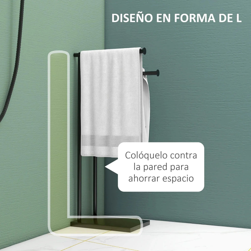 Porte-Serviettes sur Pied Noir Forme en L Gain de Place – Chalys