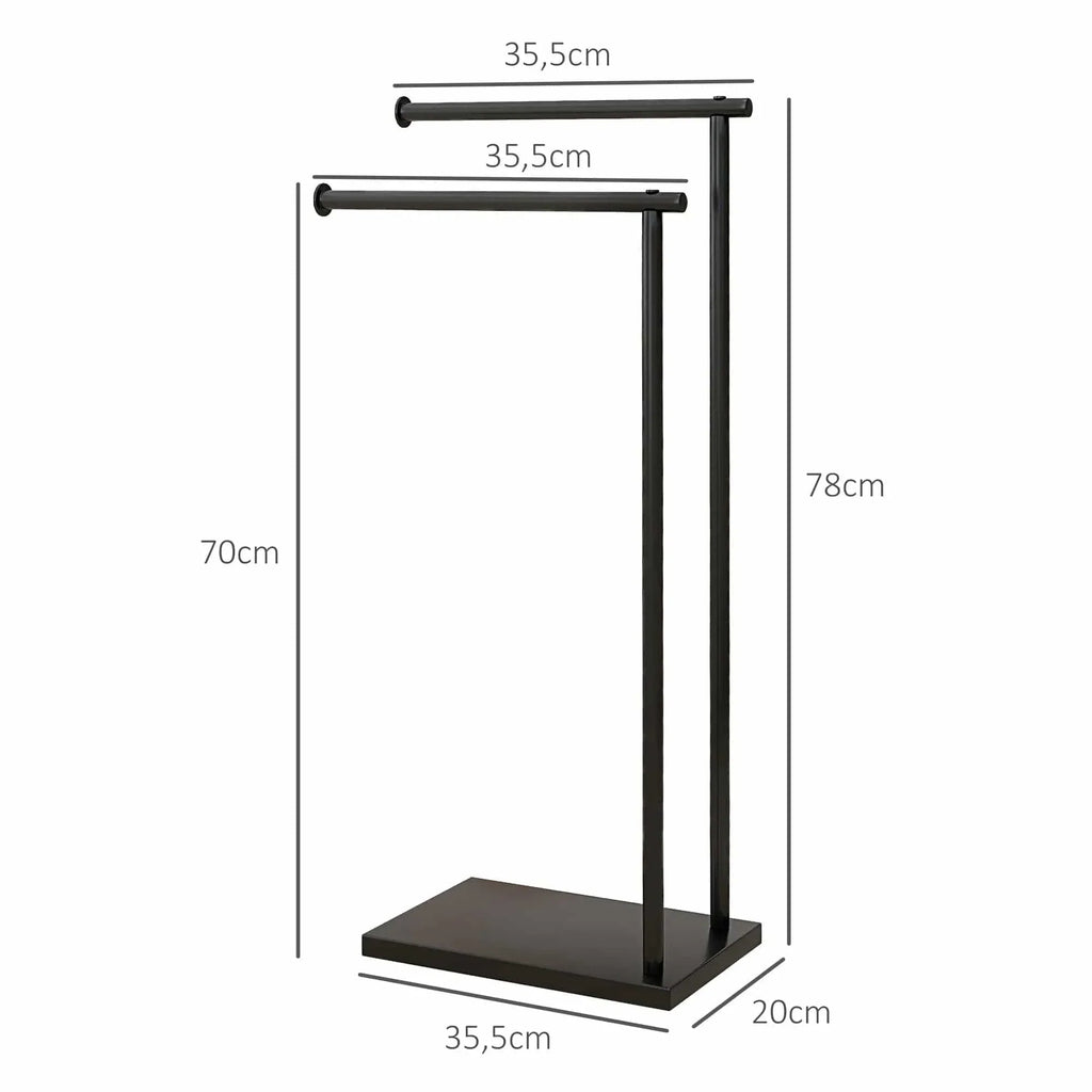 Porte-Serviettes sur Pied Noir Forme en L Gain de Place – Chalys