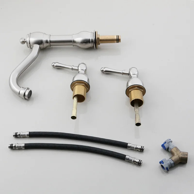 Robinet Lavabo Mélangeur 3 Trous Réglage Précis Élégance Classique – Solvane