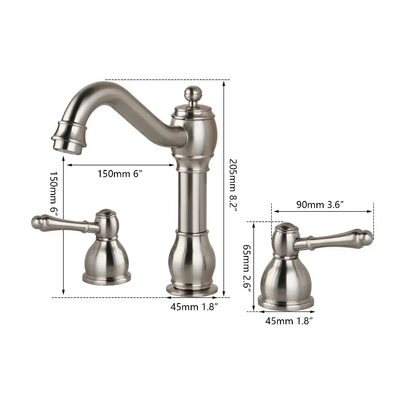 Robinet Lavabo Mélangeur 3 Trous Réglage Précis Élégance Classique – Solvane