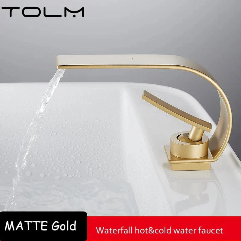 Robinet Cascade Lavabo Noir Flux Large Design Moderne – Solvane