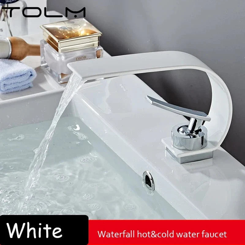 Robinet Cascade Lavabo Noir Flux Large Design Moderne – Solvane