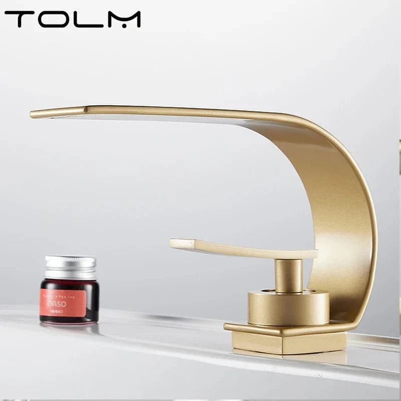 Robinet Cascade Lavabo Noir Flux Large Design Moderne – Solvane