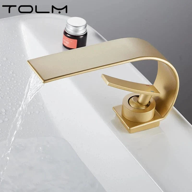 Robinet Cascade Lavabo Noir Flux Large Design Moderne – Solvane