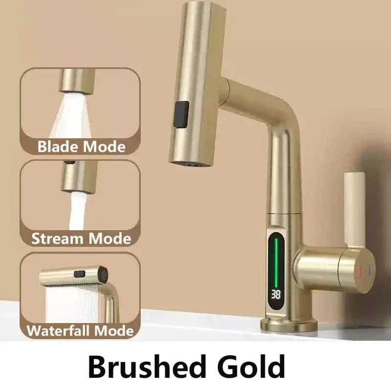 Robinet Cascade Blanc Écran Intelligent Bec Rétractable Évier Moderne – Cuvéa