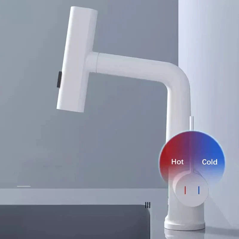 Robinet Cascade Blanc Écran Intelligent Bec Rétractable Évier Moderne – Cuvéa