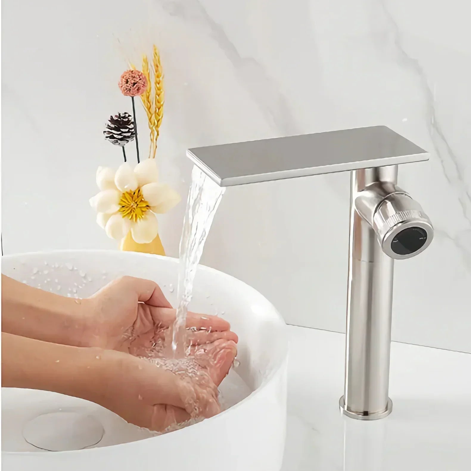 Robinet Cascade Salle de Bain Chromé Laiton Flux Large Apaisant – Solvane