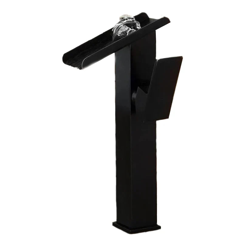 Mitigeur Cascade Rectangulaire Noir Ligne Épurée Salle de Bain – Solvane