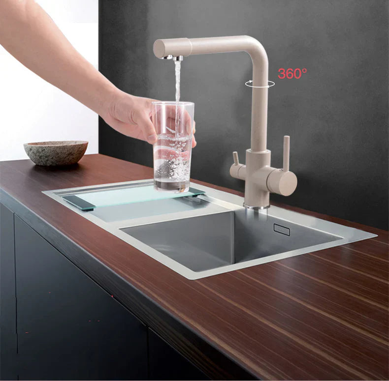 Mitigeur Cuisine 3 Voies Laiton Moderne Eau Filtrée Séparée – Cuvéa
