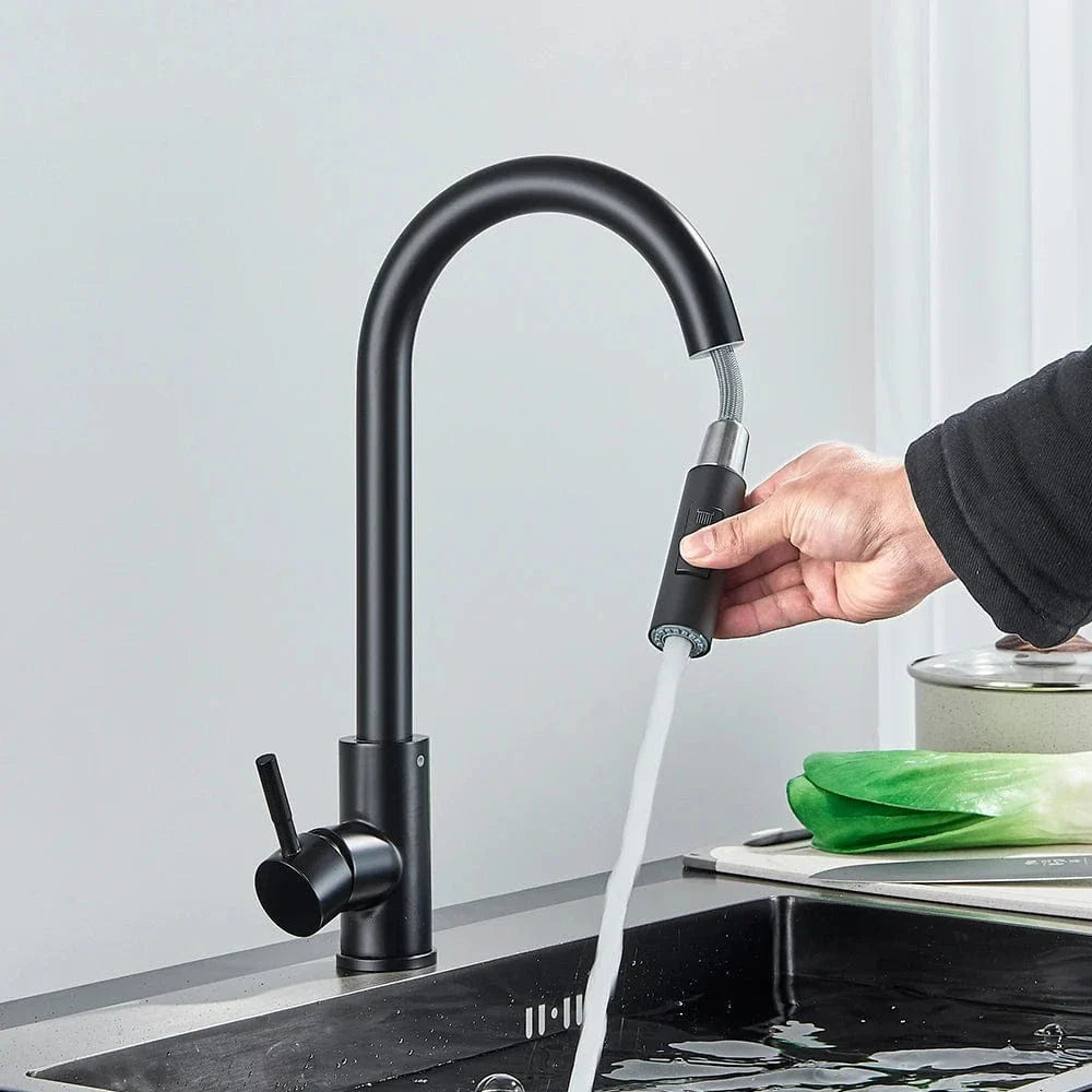 Robinet Cuisine Douchette 2 Fonctions Poignée Unique Acier – Cuvéa