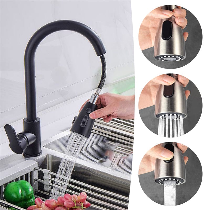 Mitigeur Cuisine Noir avec Douchette Design Moderne Épuré – Cuvéa