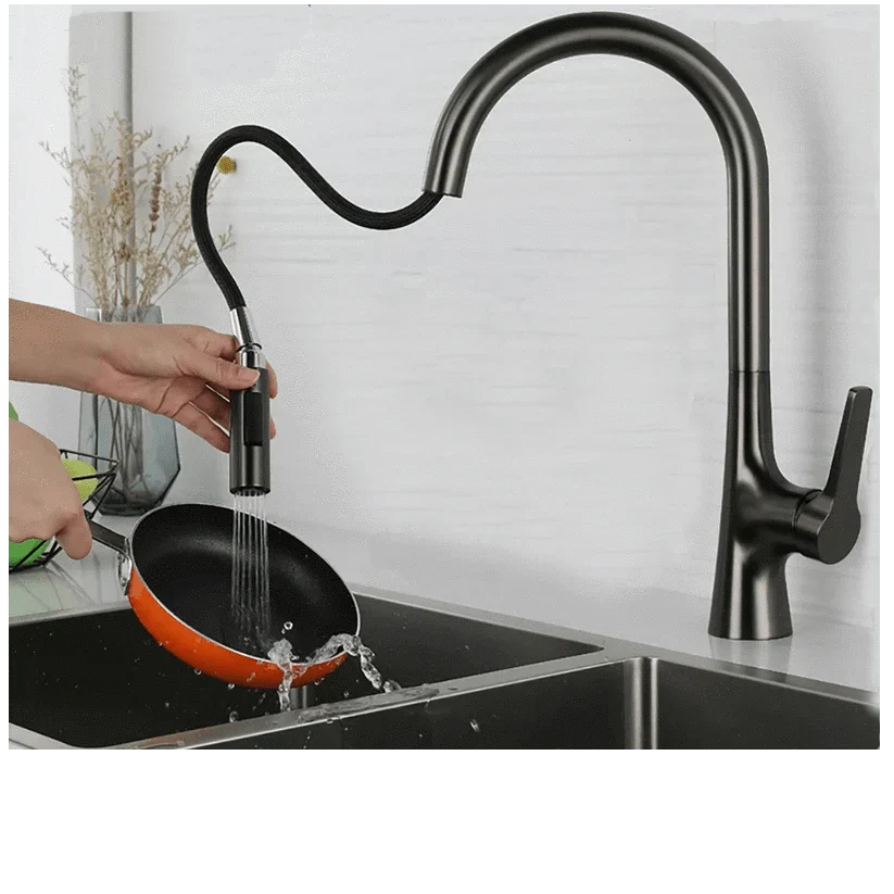 Robinet Évier avec Douchette Laiton Durable Design Moderne – Cuvéa