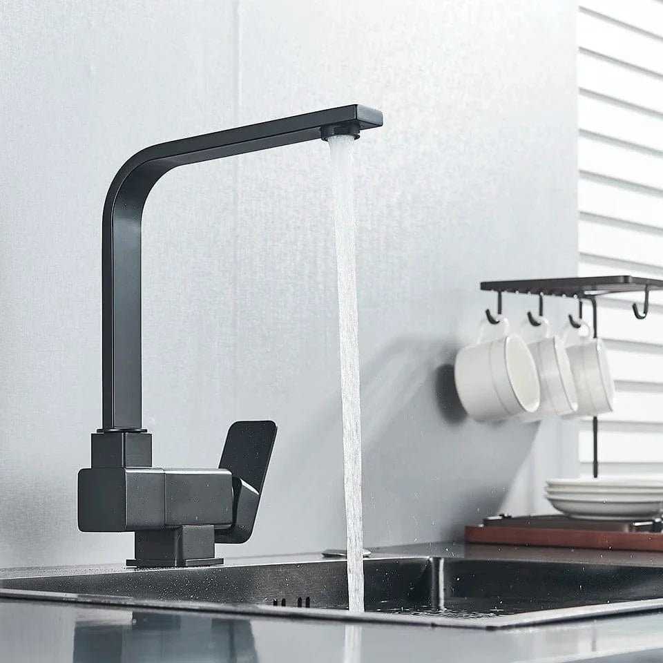 Robinet Cuisine Rabattable Noir Mat Pivotant 360° Sous Fenêtre – Cuvéa