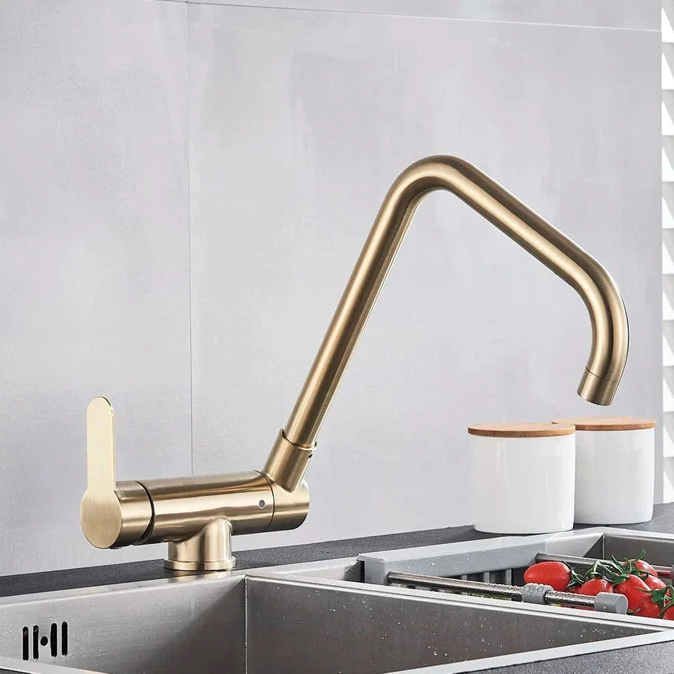 Robinet Cuisine Rabattable Noir Mat Pivotant 360° Sous Fenêtre – Cuvéa