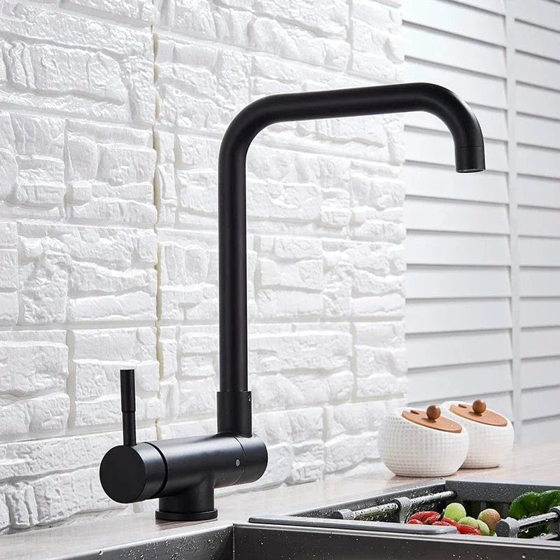 Robinet Cuisine Rabattable Noir Mat Pivotant 360° Sous Fenêtre – Cuvéa