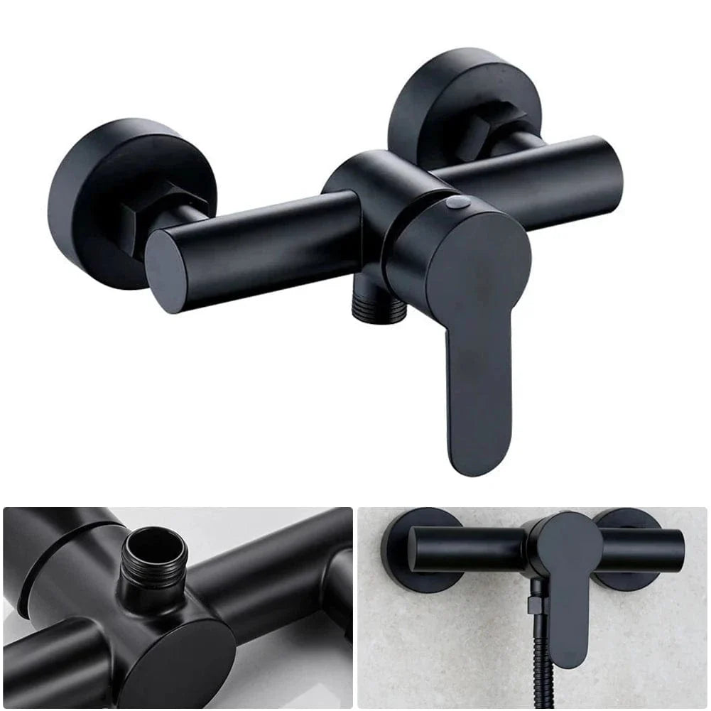 Robinet Douche Noir Mural Triple Sortie Inox 304 Durable – Zeltha