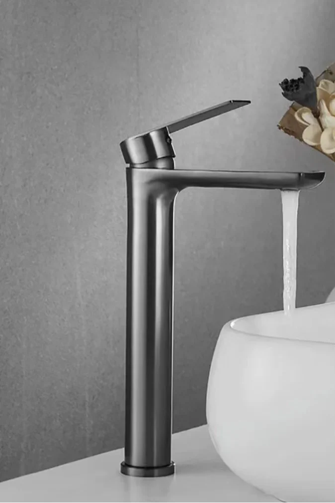 Robinet Lavabo Inox Gris Moderne Résiste à la Corrosion – Solvane