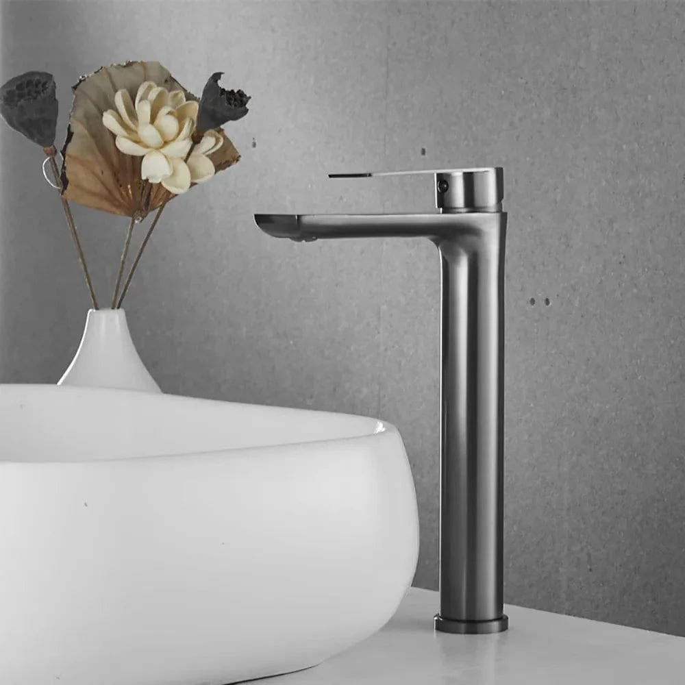 Robinet Lavabo Inox Gris Moderne Résiste à la Corrosion – Solvane