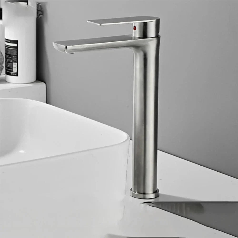 Robinet Lavabo Inox Gris Moderne Résiste à la Corrosion – Solvane