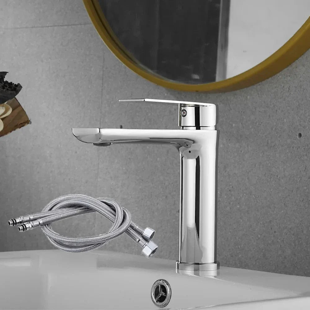 Robinet Lavabo Inox Gris Moderne Résiste à la Corrosion – Solvane