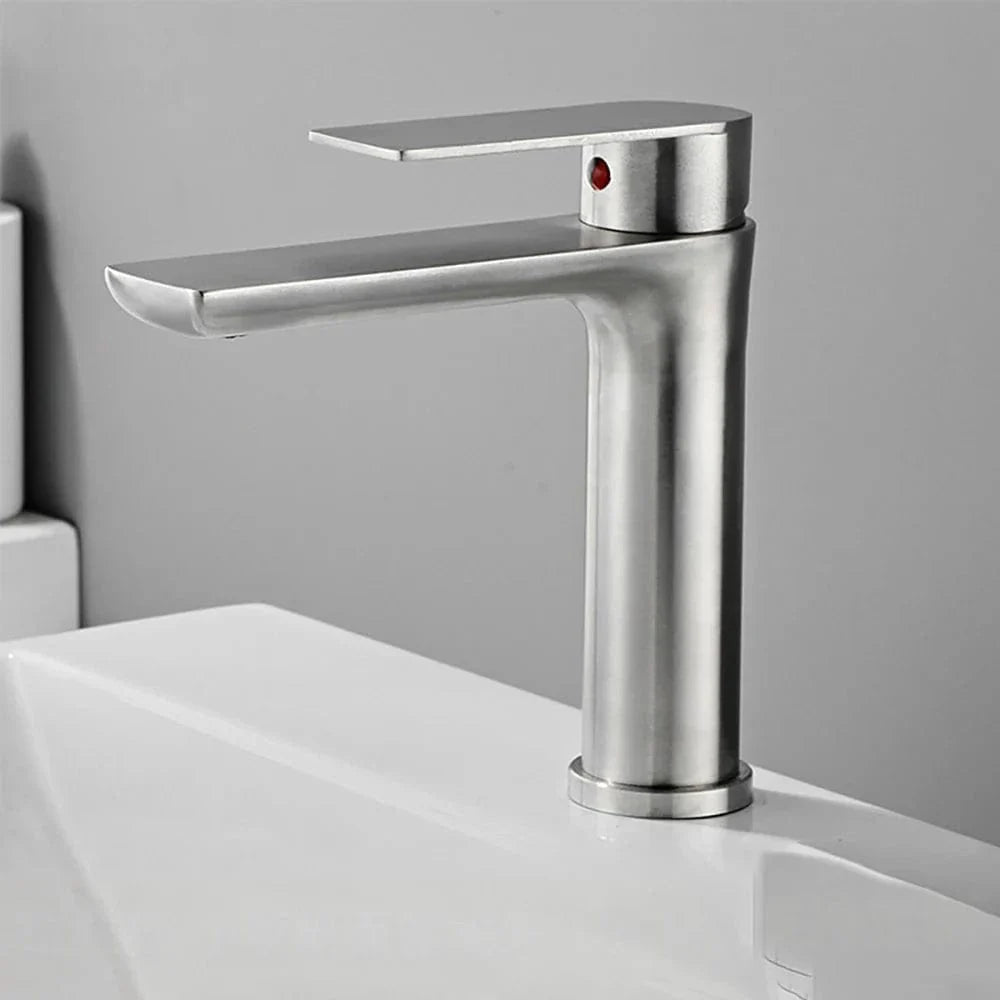 Robinet Lavabo Inox Gris Moderne Résiste à la Corrosion – Solvane