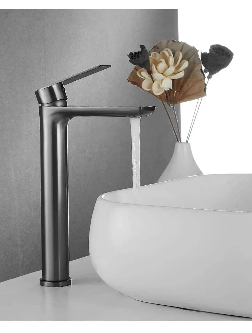 Robinet Lavabo Inox Gris Moderne Résiste à la Corrosion – Solvane