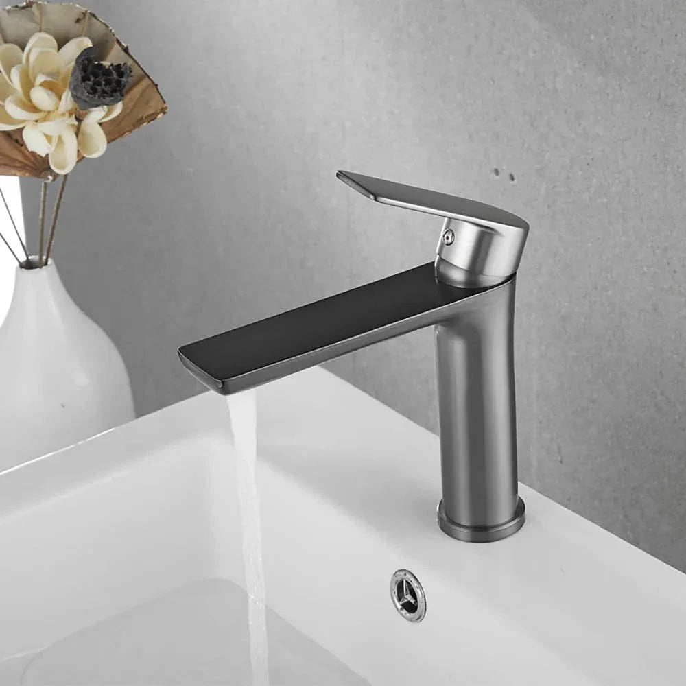 Robinet Lavabo Inox Gris Moderne Résiste à la Corrosion – Solvane