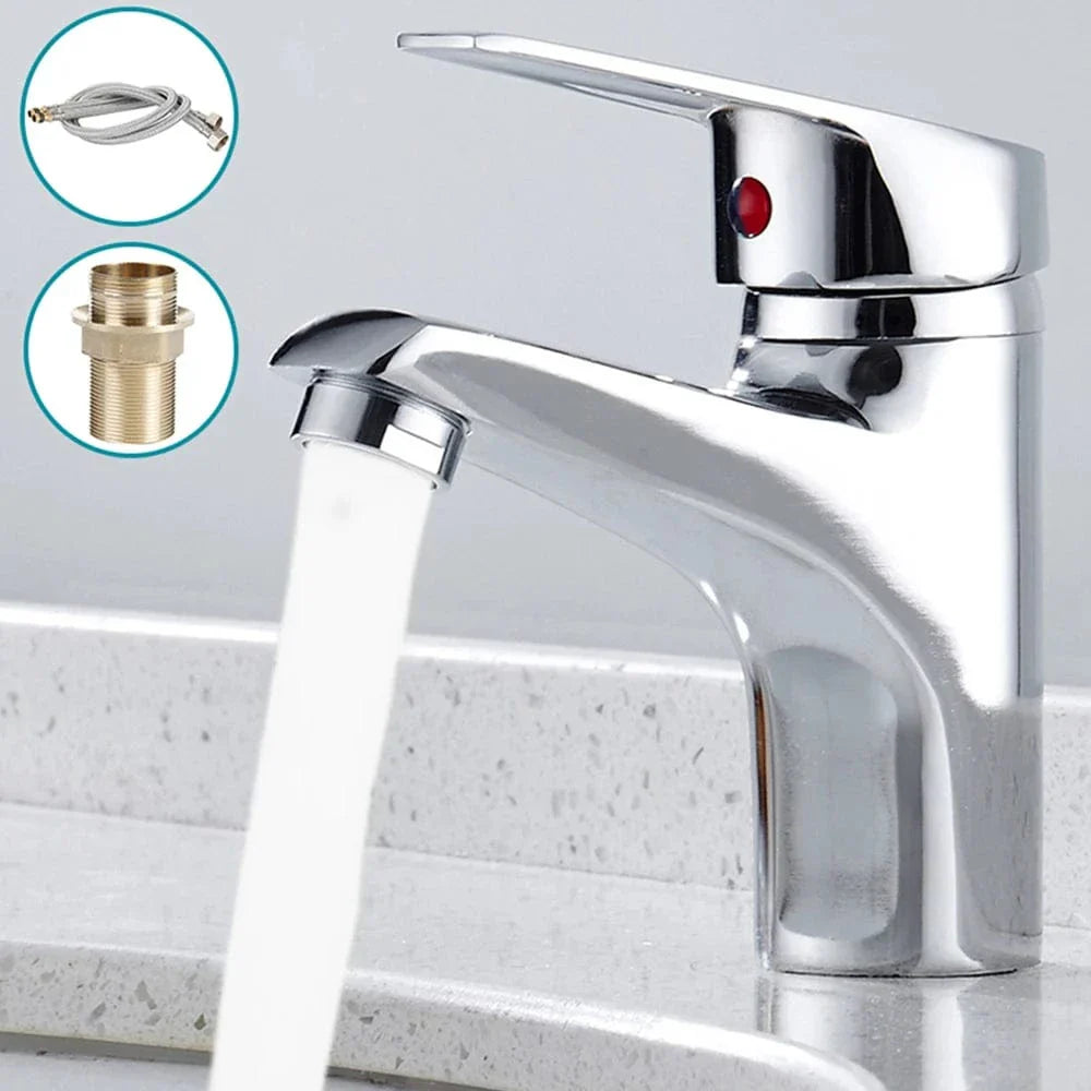 Robinet Lavabo Bec Haut Chromé Espace Généreux Sous le Jet – Solvane