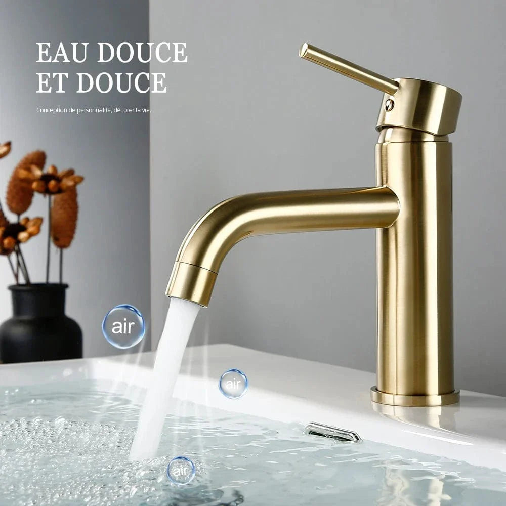 Robinet Lavabo Laiton Massif Solide et Élégant Longue Durée – Solvane