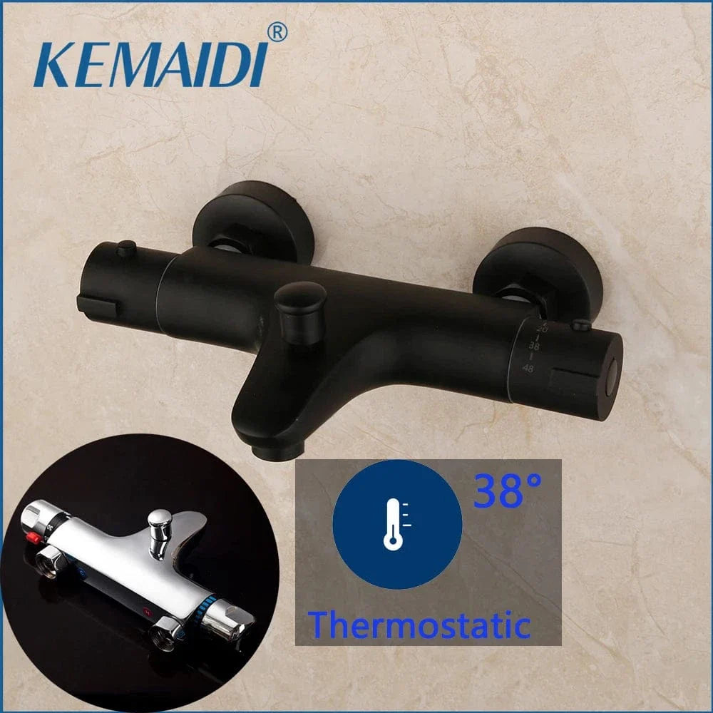 Robinet Douche Noir Thermostatique Température Stable Design Moderne – Thermya