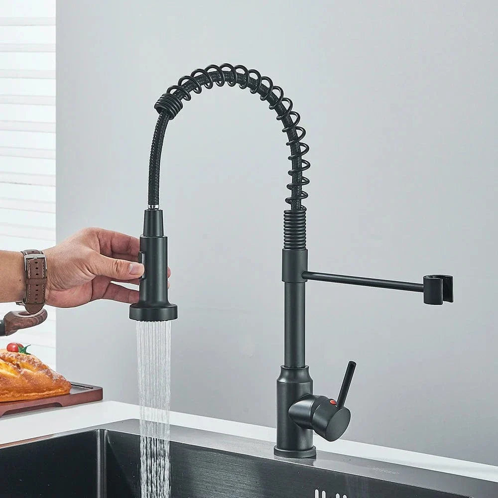 Robinet Douchette Cuisine Noir Mat Laiton Haut de Gamme Élégance – Cuvéa