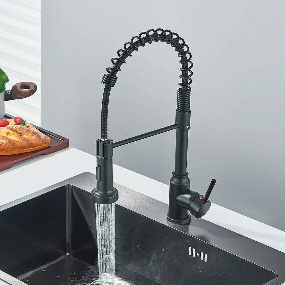 Robinet Douchette Cuisine Noir Mat Laiton Haut de Gamme Élégance – Cuvéa