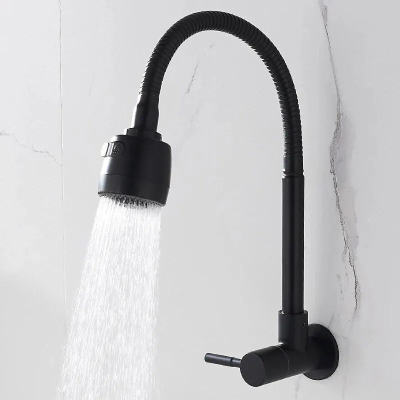 Robinet Eau Froide Noir Mural Flexible Cuisine Orientable – Cuvéa
