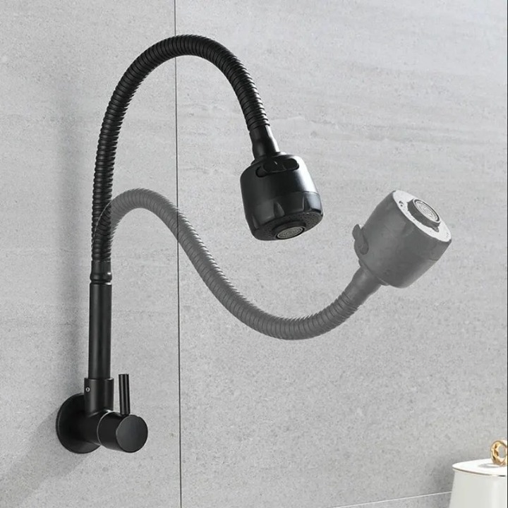 Robinet Eau Froide Noir Mural Flexible Cuisine Orientable – Cuvéa