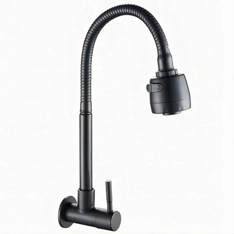 Robinet Eau Froide Noir Mural Flexible Cuisine Orientable – Cuvéa