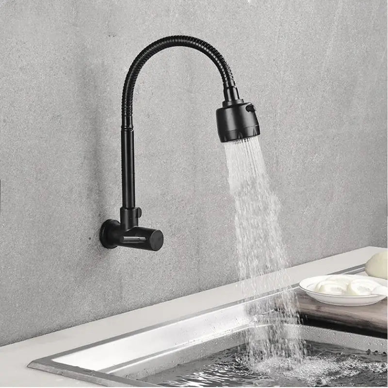 Robinet Eau Froide Noir Mural Flexible Cuisine Orientable – Cuvéa