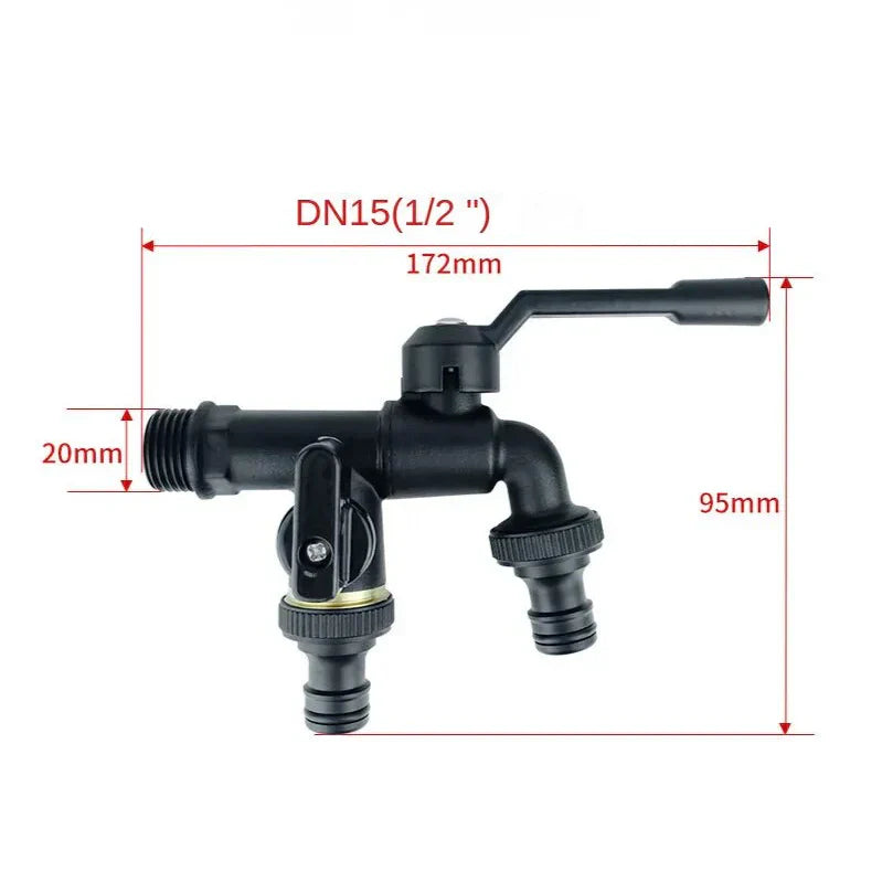 Robinet Extérieur Double Sortie Noir Laiton Performant pour Jardin – Terravia