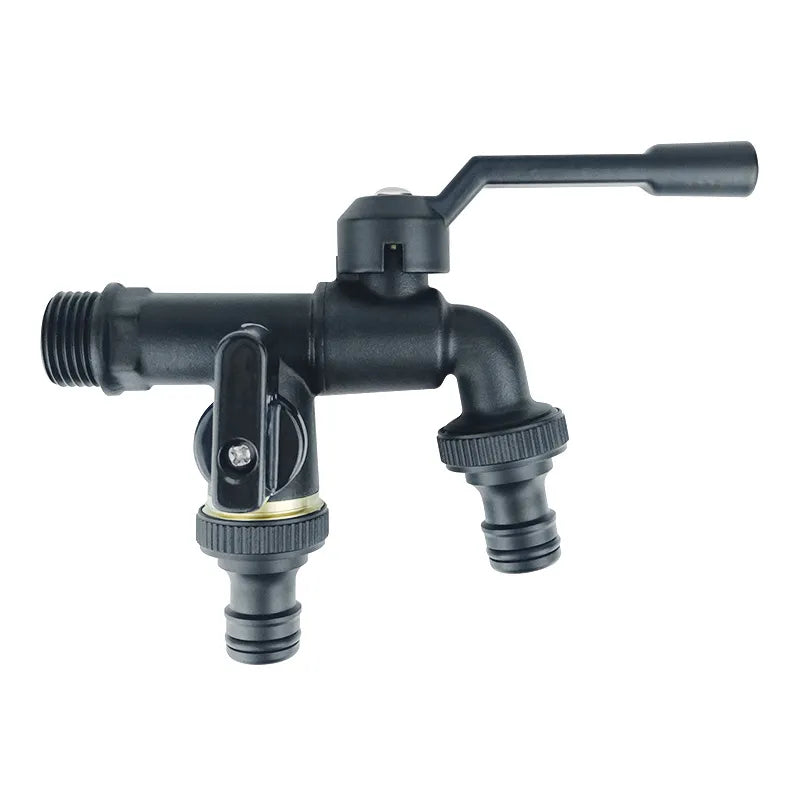 Robinet Extérieur Double Sortie Noir Laiton Performant pour Jardin – Terravia