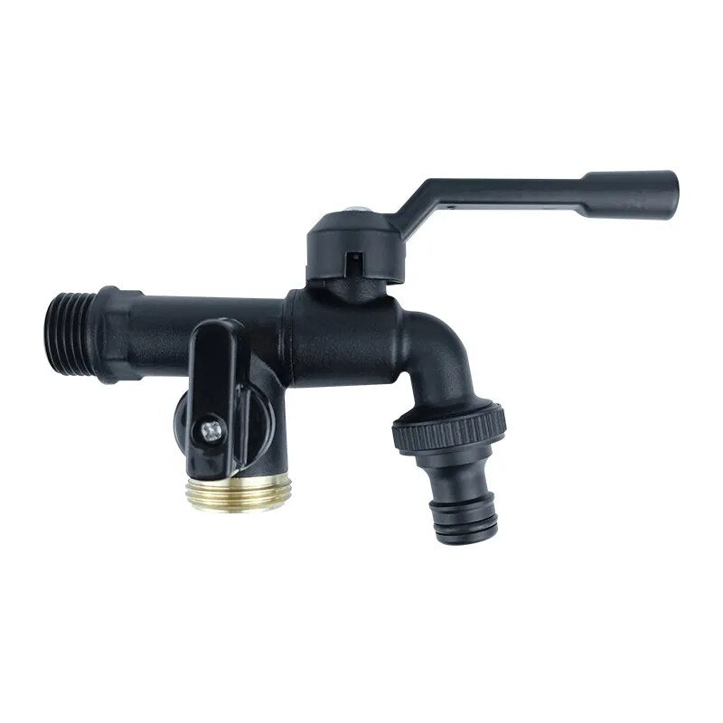 Robinet Extérieur Double Sortie Noir Laiton Performant pour Jardin – Terravia