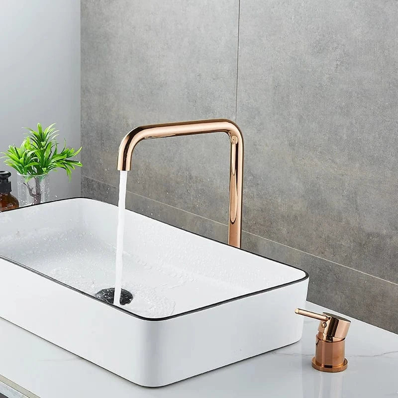 Robinet Lavabo 2 Trous Or Rose Douceur Contemporaine – Kaléo