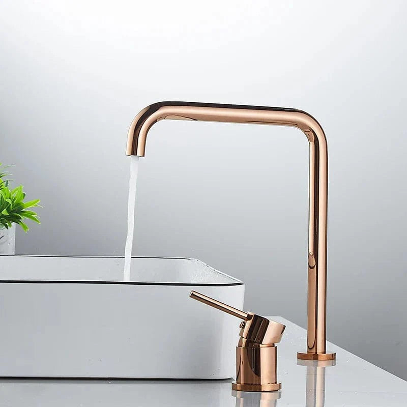 Robinet Lavabo 2 Trous Or Rose Douceur Contemporaine – Kaléo