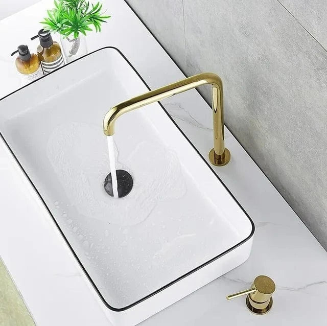Robinet Lavabo 2 Trous Or Rose Douceur Contemporaine – Kaléo
