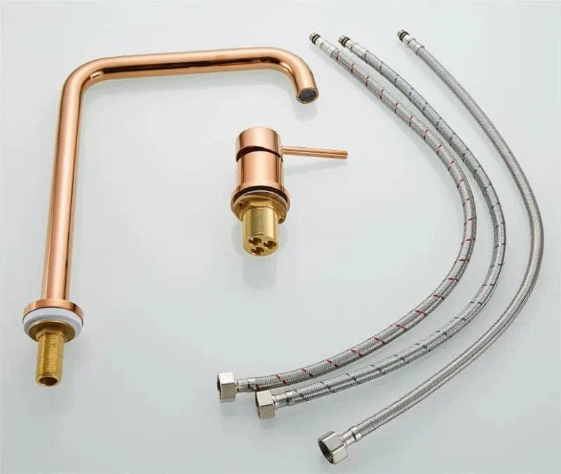 Robinet Lavabo 2 Trous Or Rose Douceur Contemporaine – Kaléo