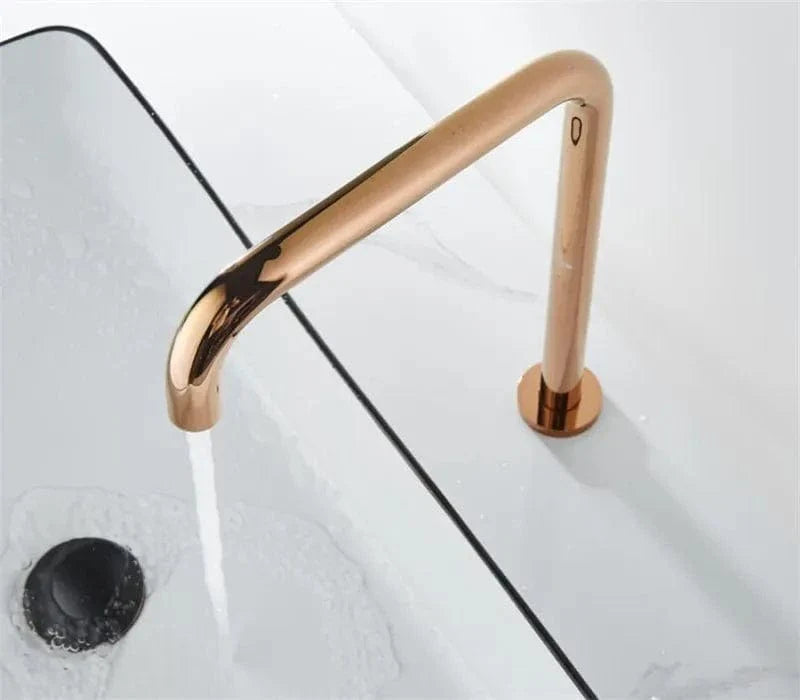 Robinet Lavabo 2 Trous Or Rose Douceur Contemporaine – Kaléo