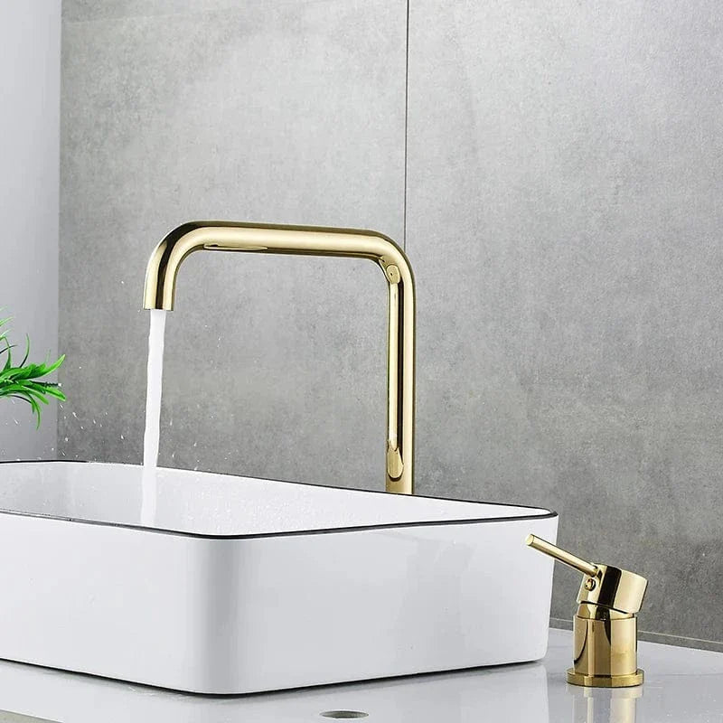 Robinet Lavabo 2 Trous Or Rose Douceur Contemporaine – Kaléo