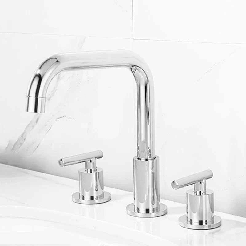 Robinet Lavabo 3 Trous Laiton Brossé Noir Élégance Salle de Bain – Kaléo