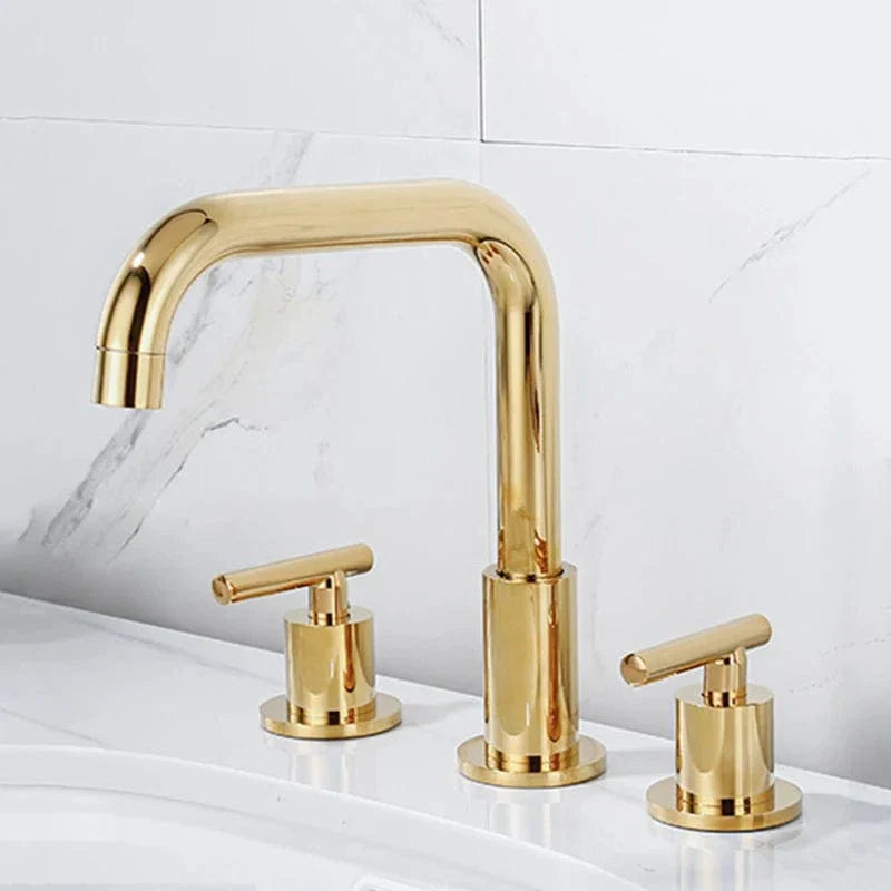 Robinet Lavabo 3 Trous Laiton Brossé Noir Élégance Salle de Bain – Kaléo