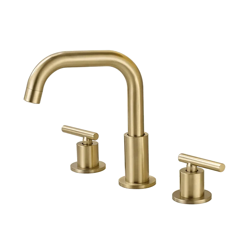 Robinet Lavabo 3 Trous Laiton Brossé Noir Élégance Salle de Bain – Kaléo