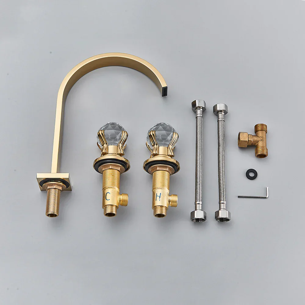 Robinet Lavabo 3 Trous Laiton Poignées Sphériques Prise en Main Douce – Solvane