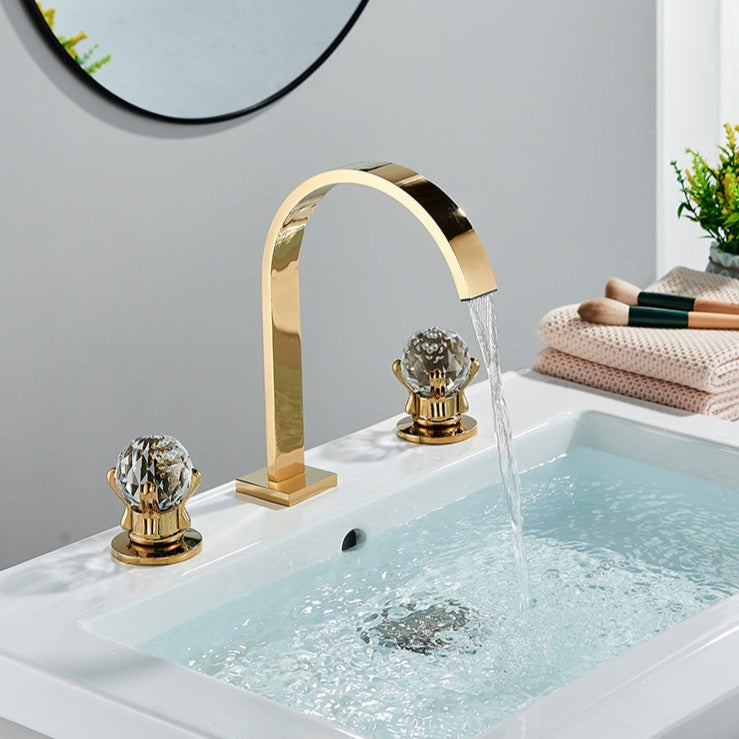Robinet Lavabo 3 Trous Laiton Poignées Sphériques Prise en Main Douce – Solvane